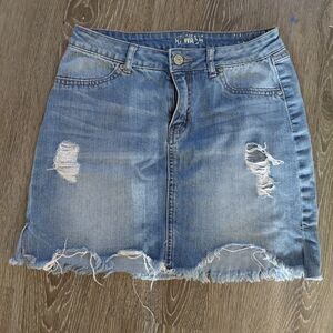 Denim Distressed Skirt